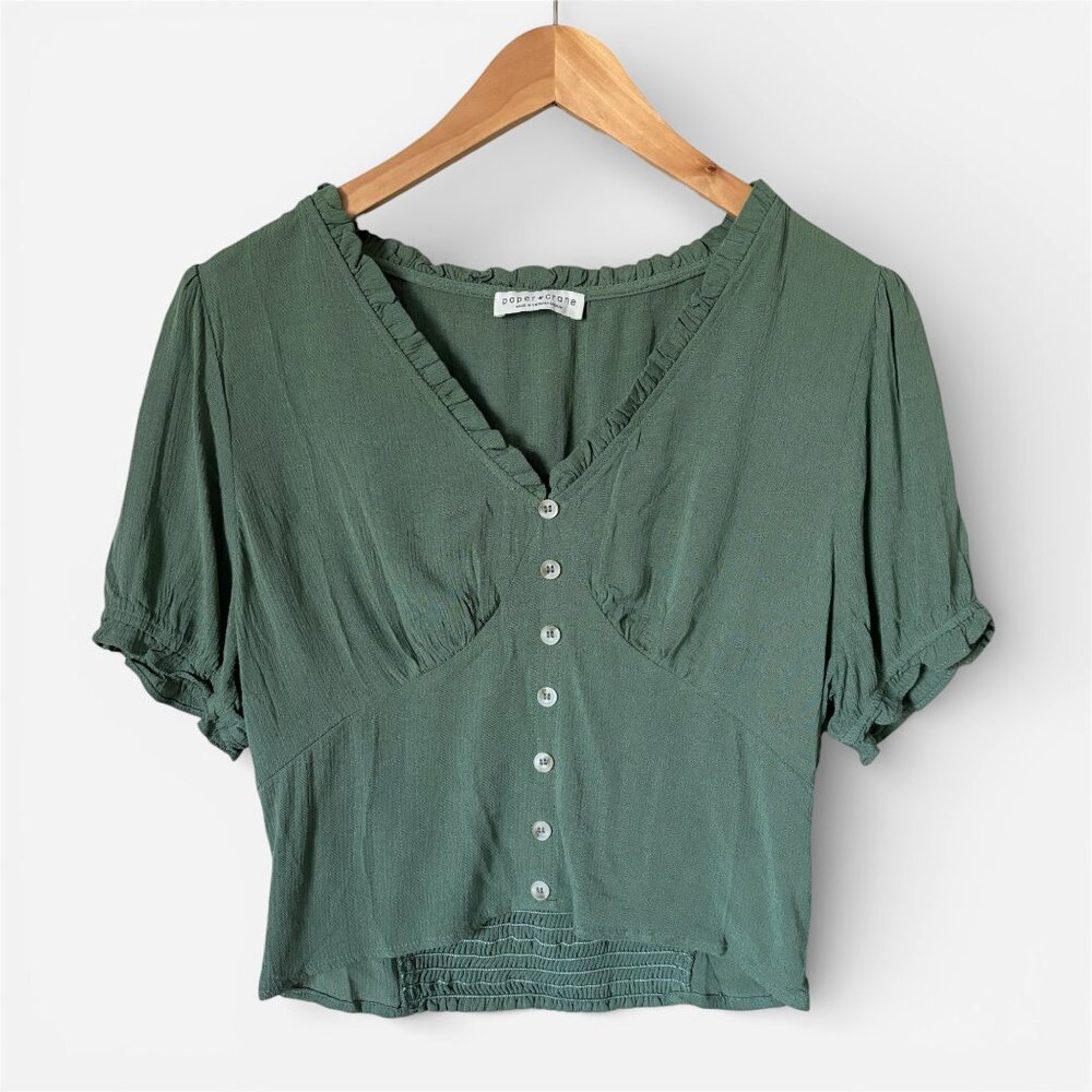 Paper Crane Green Button-Up Blouse